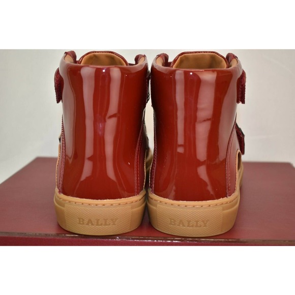 NIB BALLY HERICK RED PATENT LEATHER HI TOP STRIPE LOGO SNEAKERS 8 US 41 main image 6